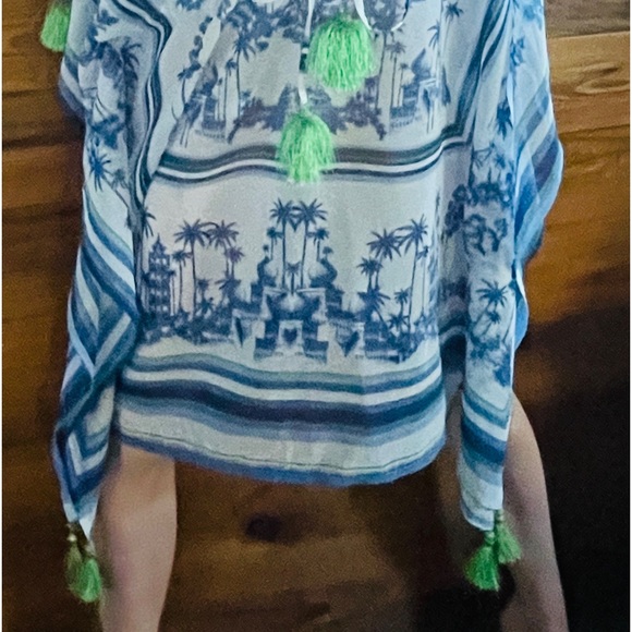 NWT Violet Sky Moroccan Travel Postcard Print Swimsuit Cover-Up Caftan M AS-IS - Picture 11 of 16